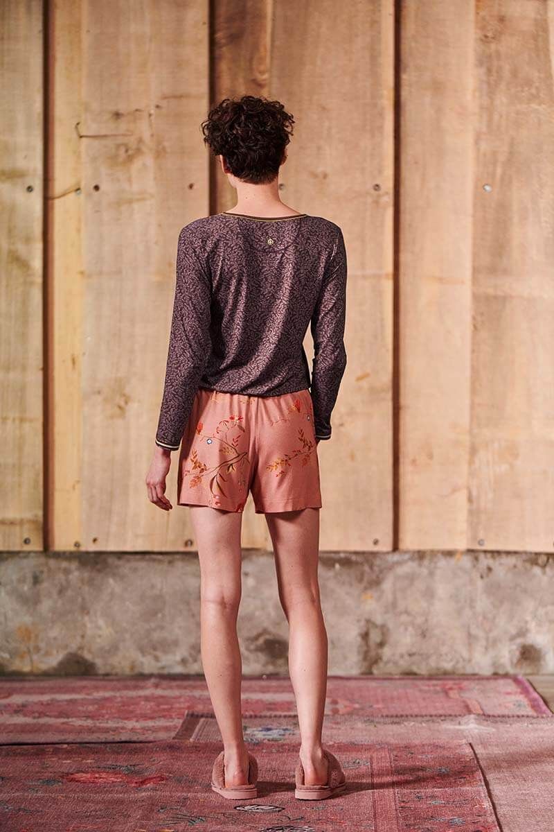Top Long Sleeve Leafy Dots Terra Red