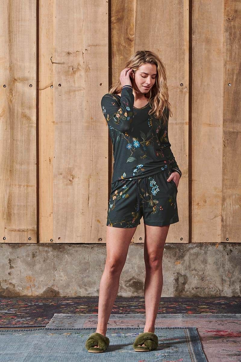 Kurze Hose Kawai Flower Dunkelblau
