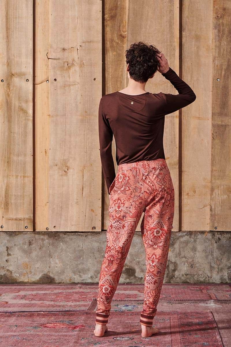 Top Lange Ärmel Solid Terra Rot