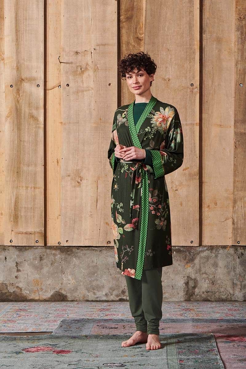 Kimono Tokyo Bouquet Donkergroen