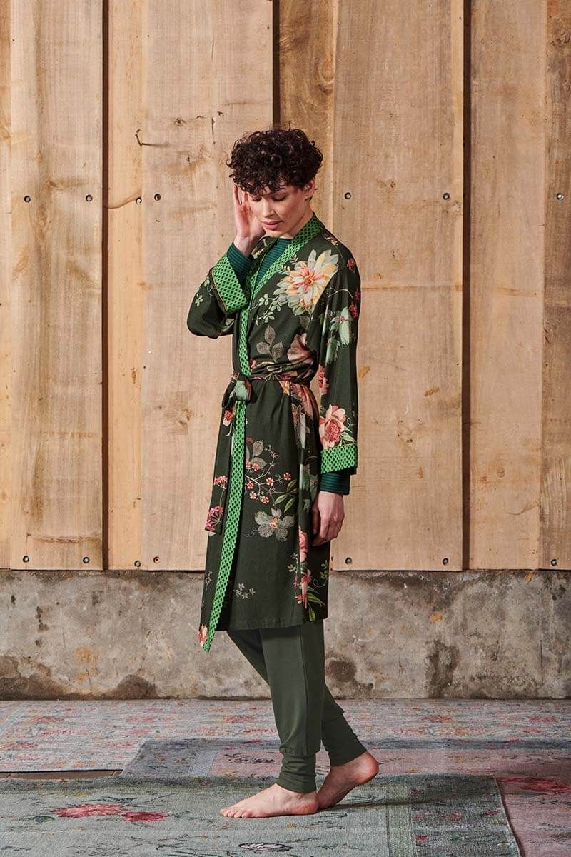 Kimono Tokyo Bouquet Donkergroen