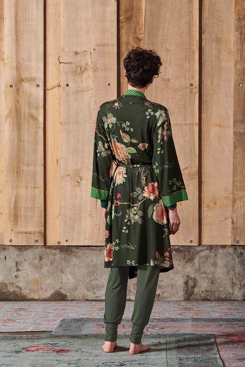 Kimono Tokyo Bouquet Donkergroen
