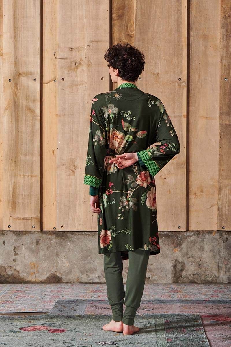 Kimono Tokyo Bouquet Donkergroen