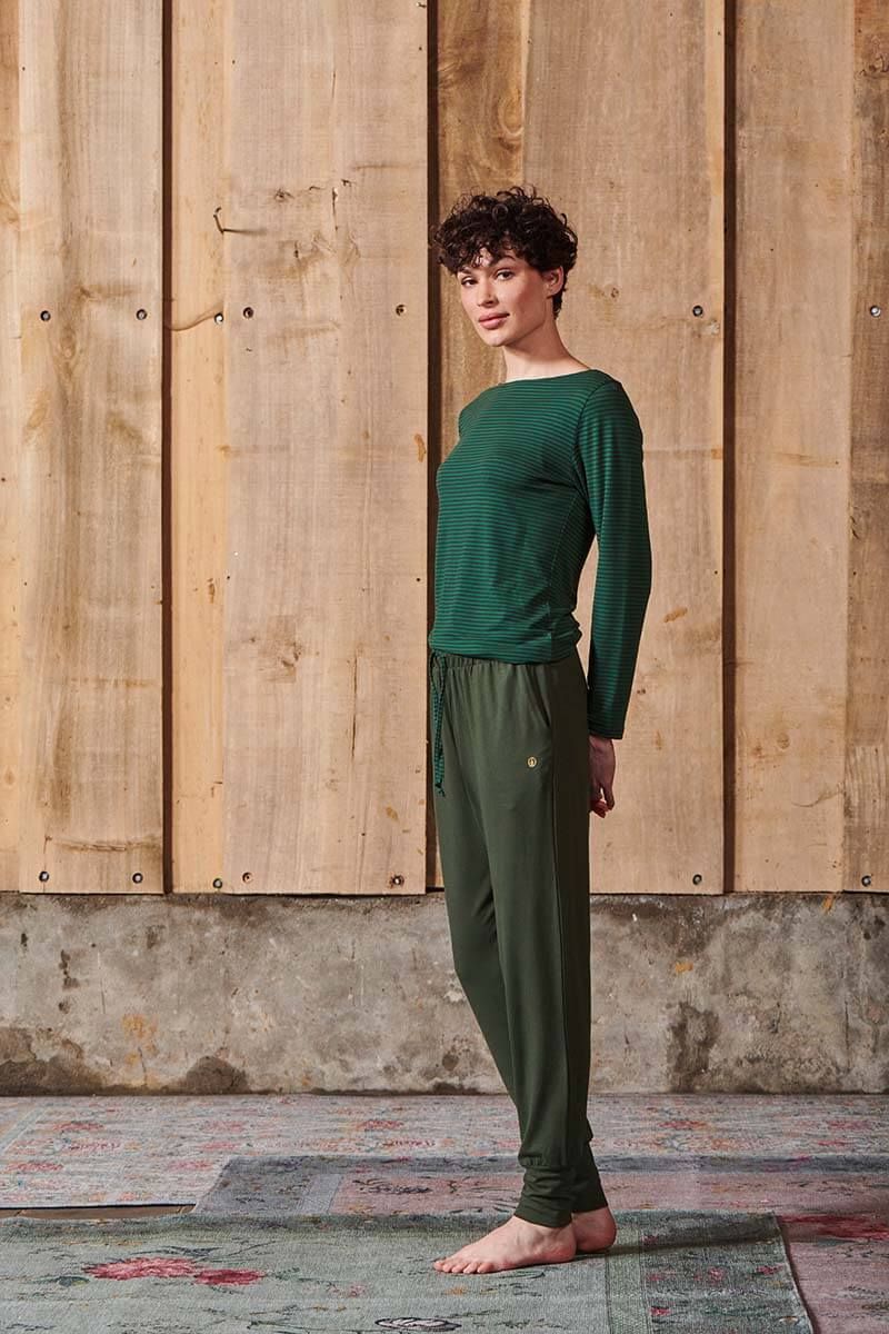 Top Lange Ärmel Little Sumo Stripe Dunkelgrün