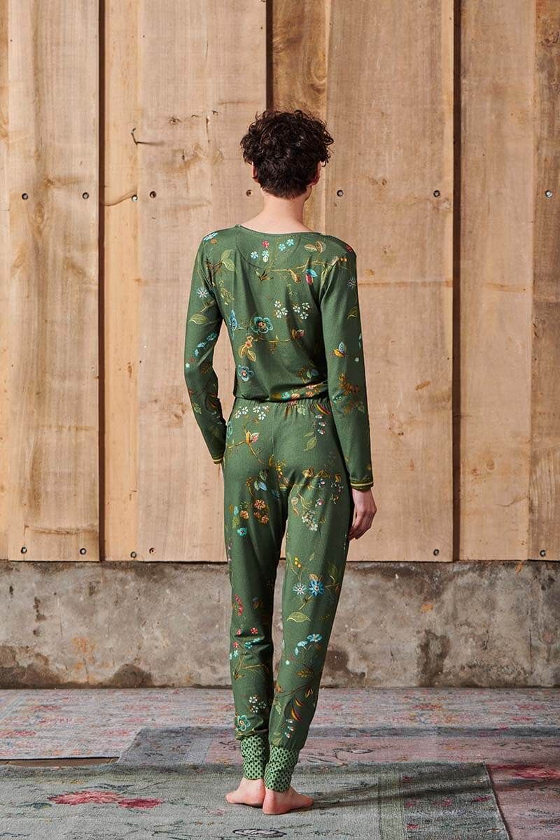Lange Hose Kawai Flower Dunkelgrün