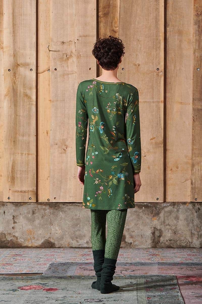 Nachthemd Lange Mouw Kawai Flower Groen