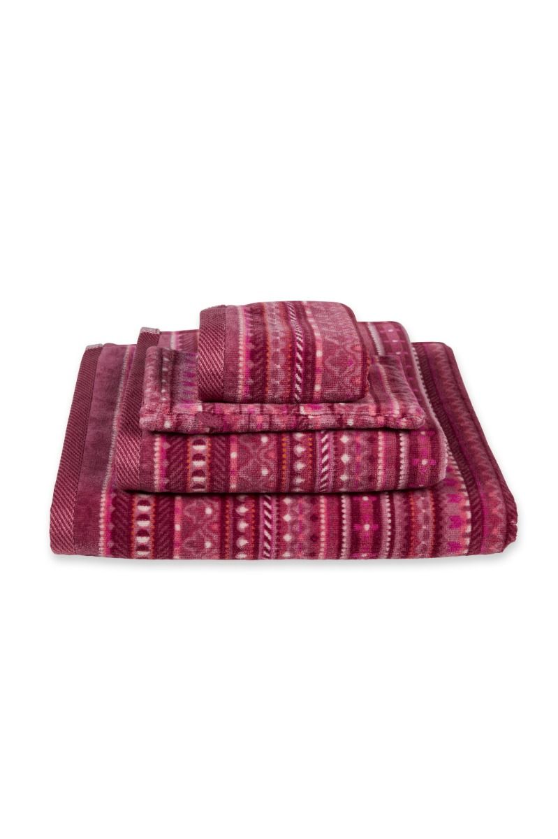 Bath Towel Geometric Print Dark Pink 55x100cm