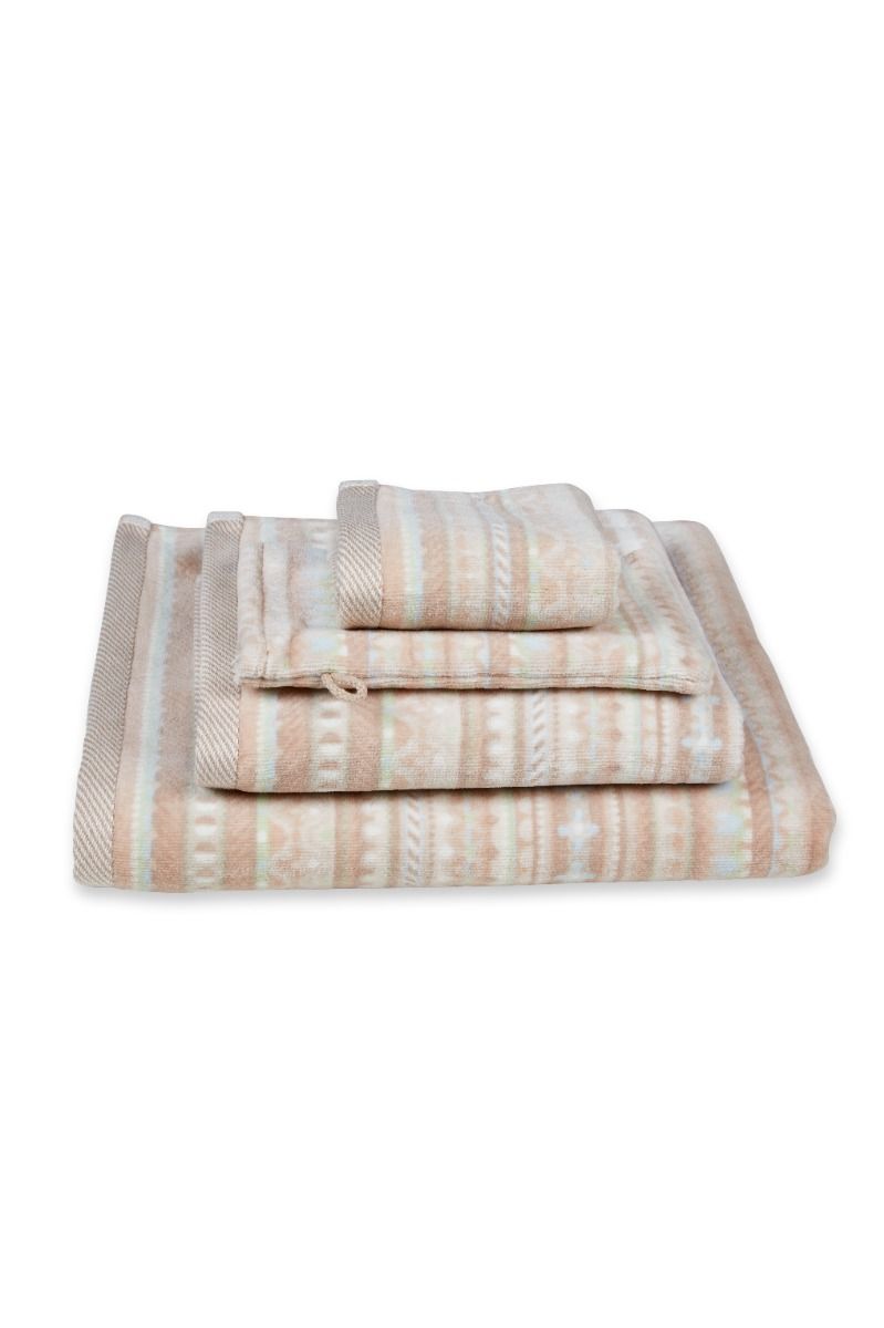 Large Bath Towel Geometric Print Sand 70x140cm