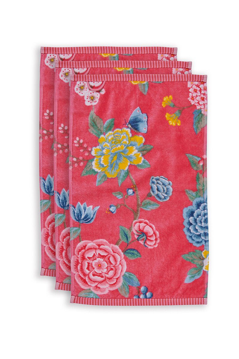 Lot de 3 Serviettes Invité Good Evening en Coloris Corial 30 x 50 cm