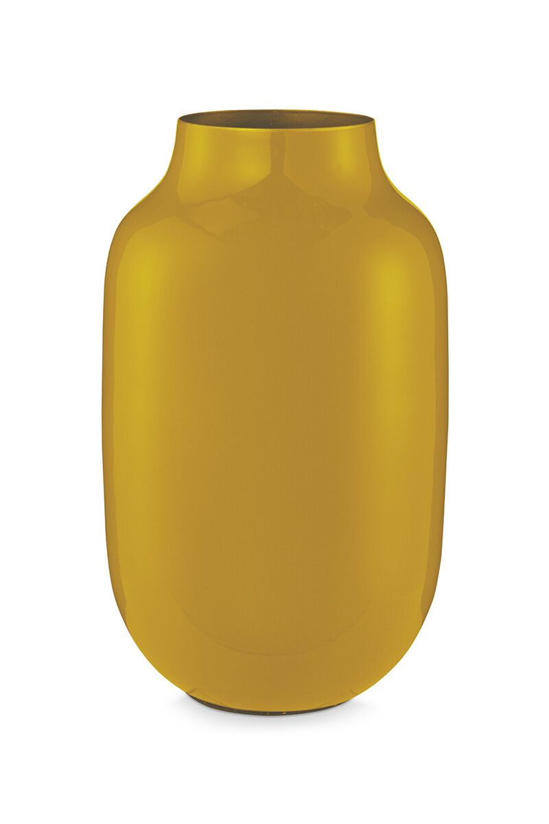 Oval Metal Vase Yellow 30 cm