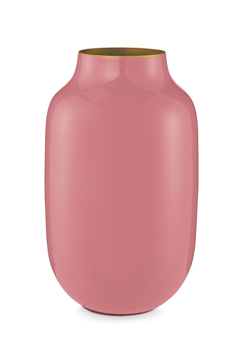 Oval Metal Vase Old Pink 30cm
