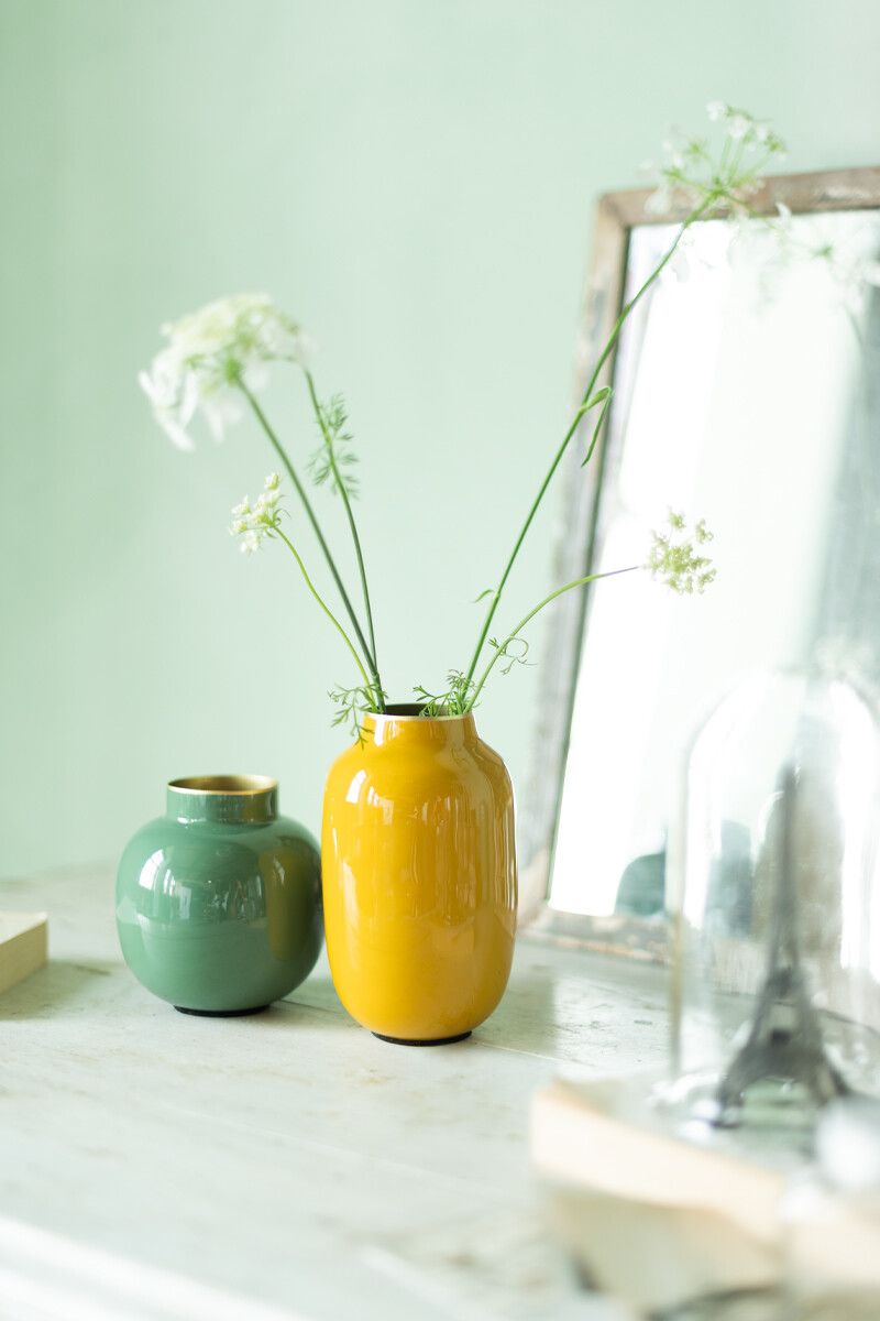 Vase Ovale en Métal en Coloris Jaune 14 cm