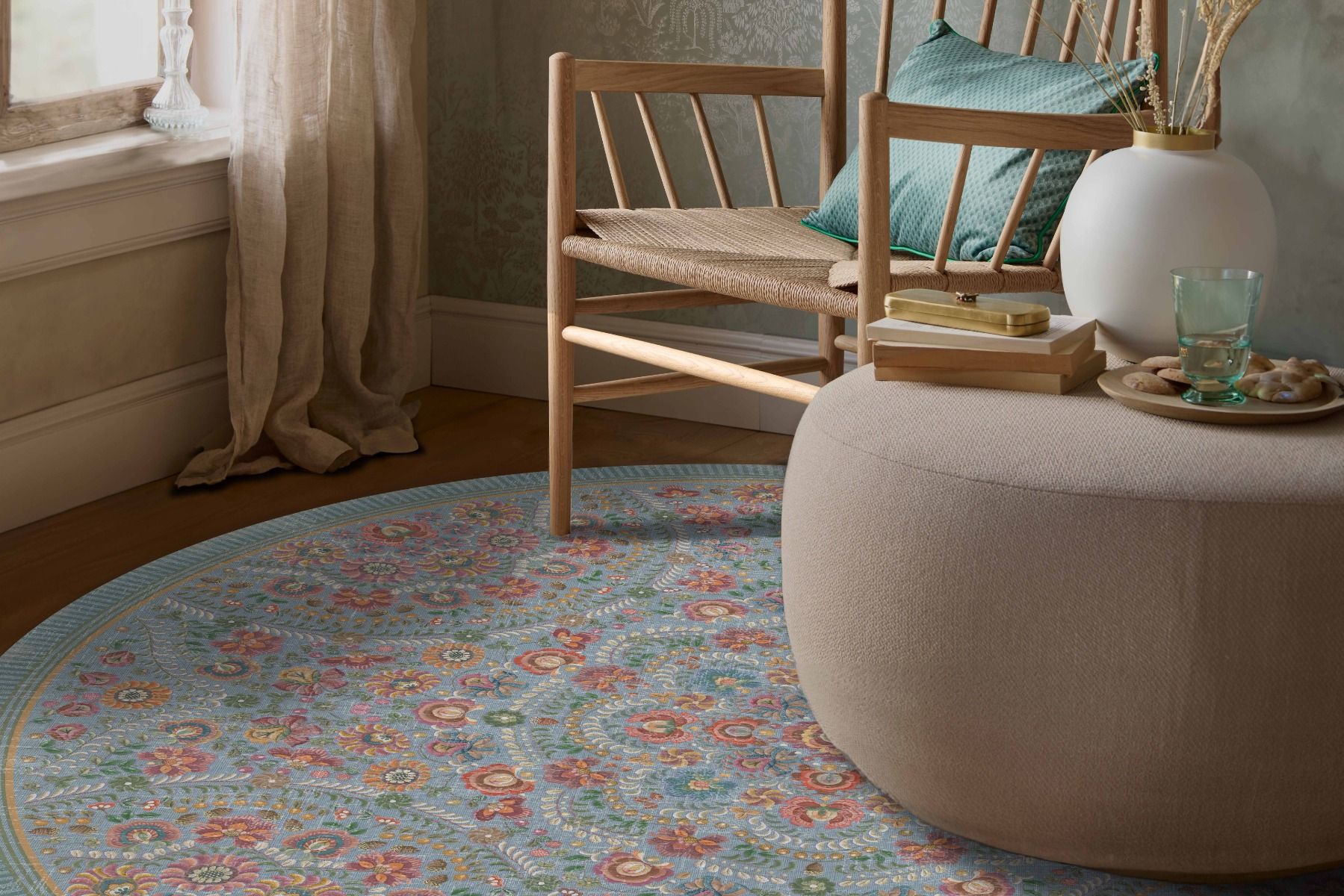Tapis Rond Il Ricamo by Pip Bleu Clair