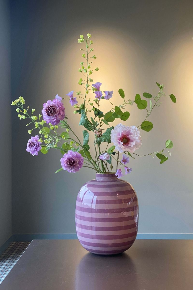 Metalen Vaas Stripes Lila 32cm