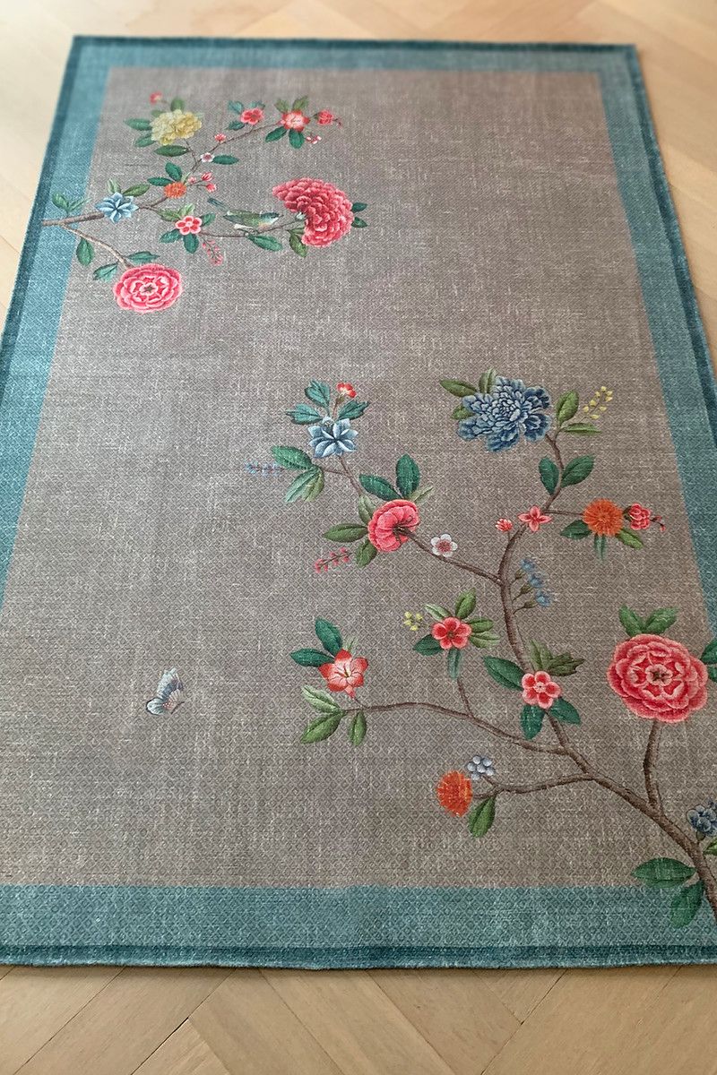 Vloerkleed Good Morning by Pip Khaki/Blauw