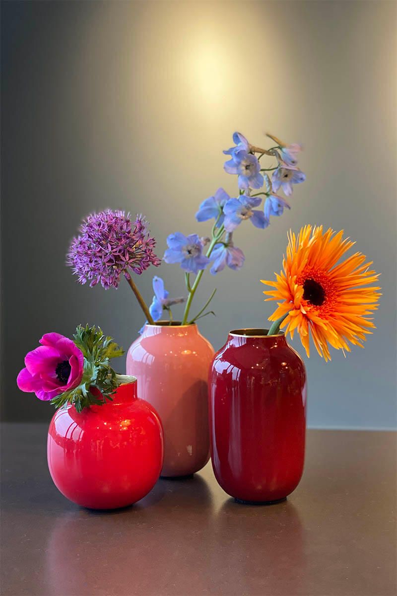 Ovale Mini Vase Rot 14 cm