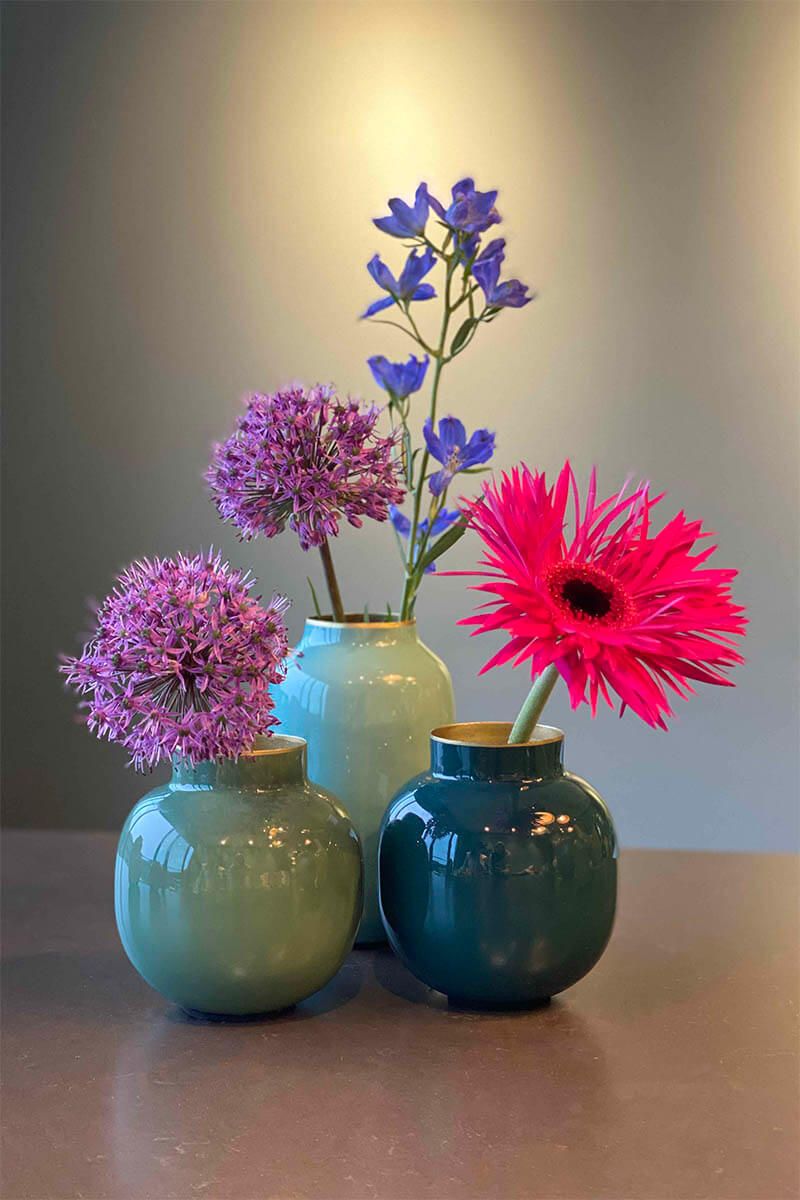 Runde Mini Vase Dunkelgrün 10 cm