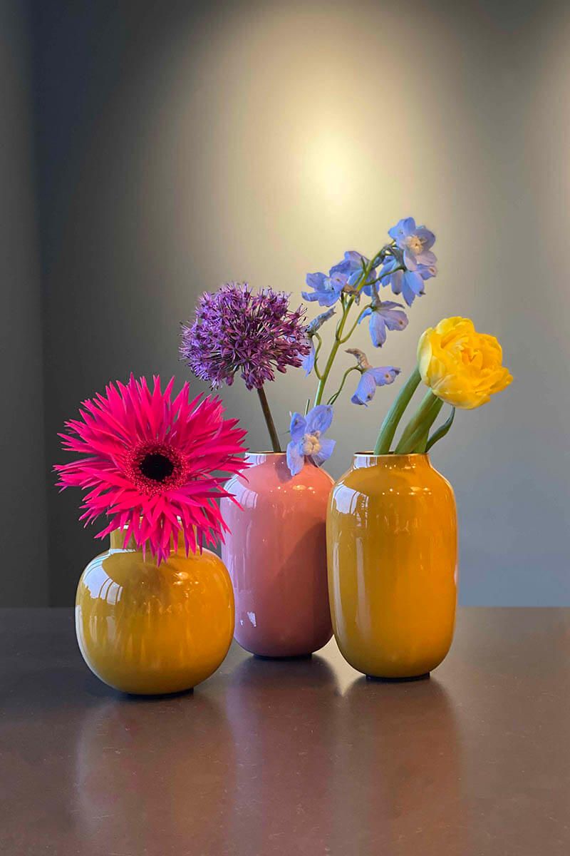 Runde Mini Vase Gelb 10 cm