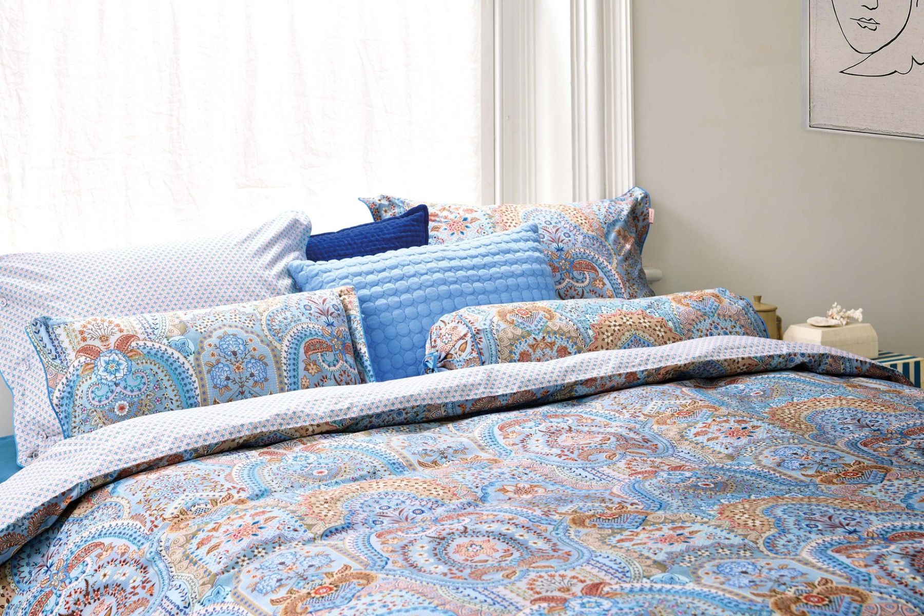 Bettbezugsset Jabali Flower Blau