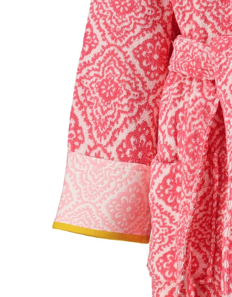 Badjas Jacquard Check Donkerroze
