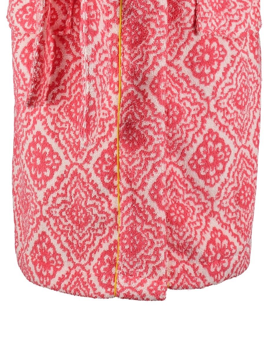 Badjas Jacquard Check Donkerroze