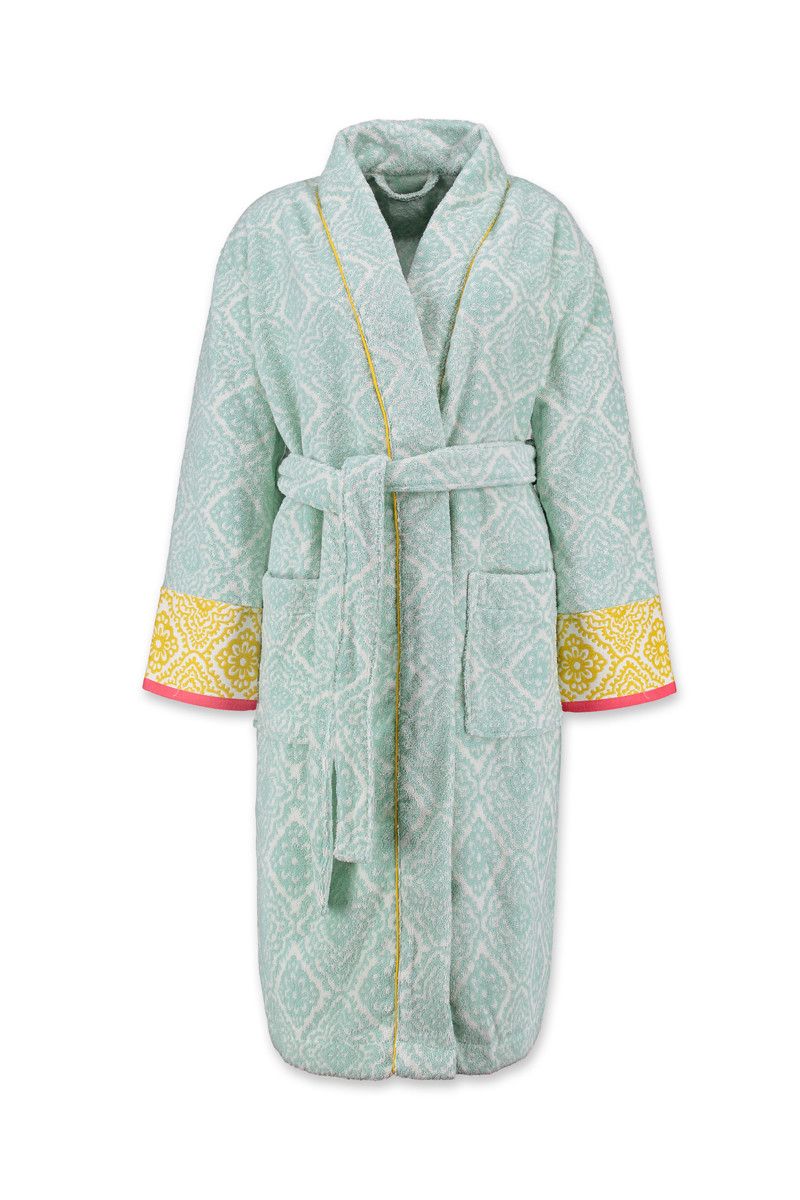 Badjas Jacquard Check Lichtblauw