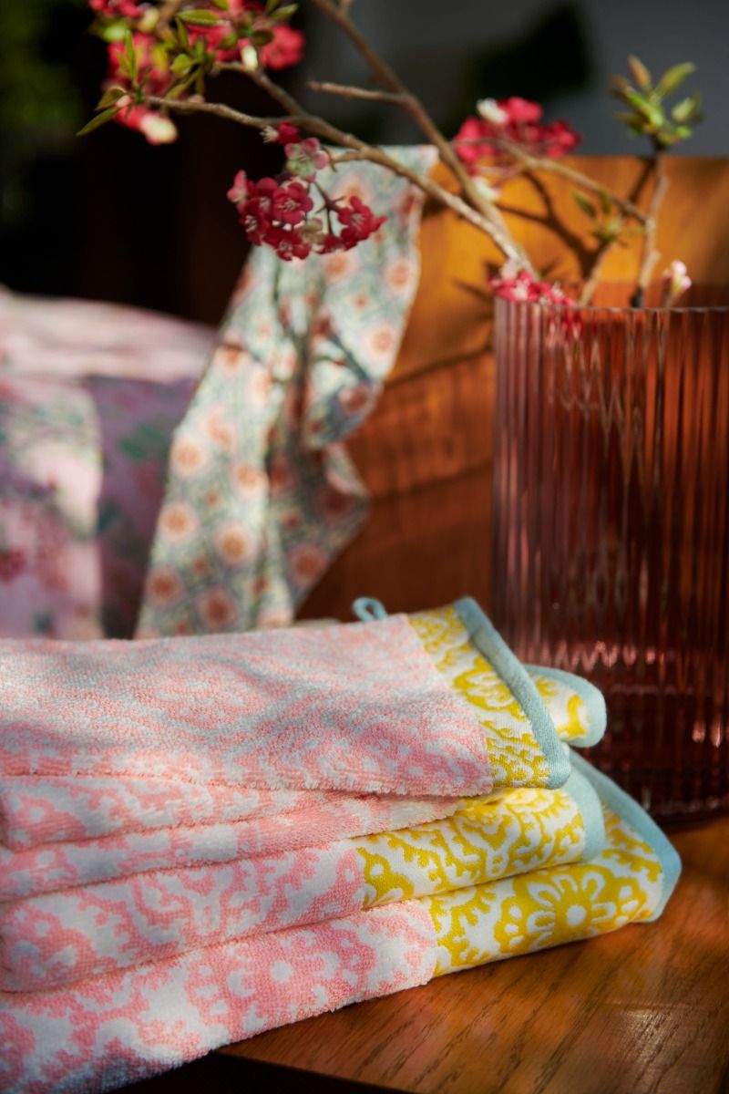 Badetuch Set/3 Jacquard Check Rosa 55x100 cm