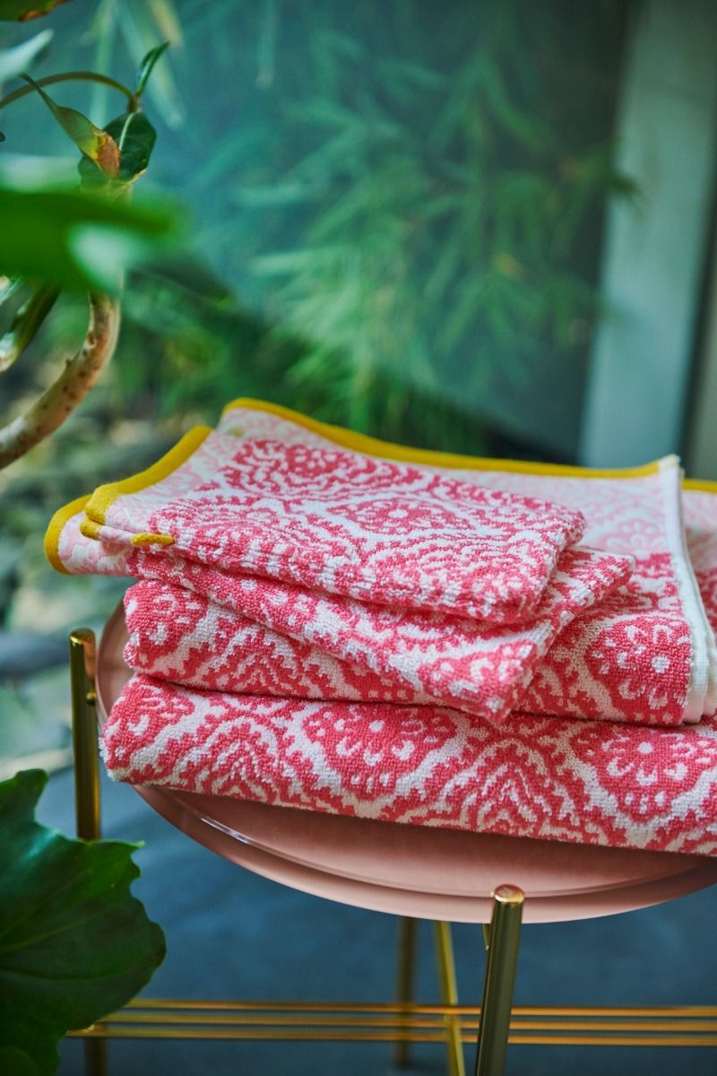 Waschlappen Set/3 Jacquard Check Dunkelrosa 16x22 cm
