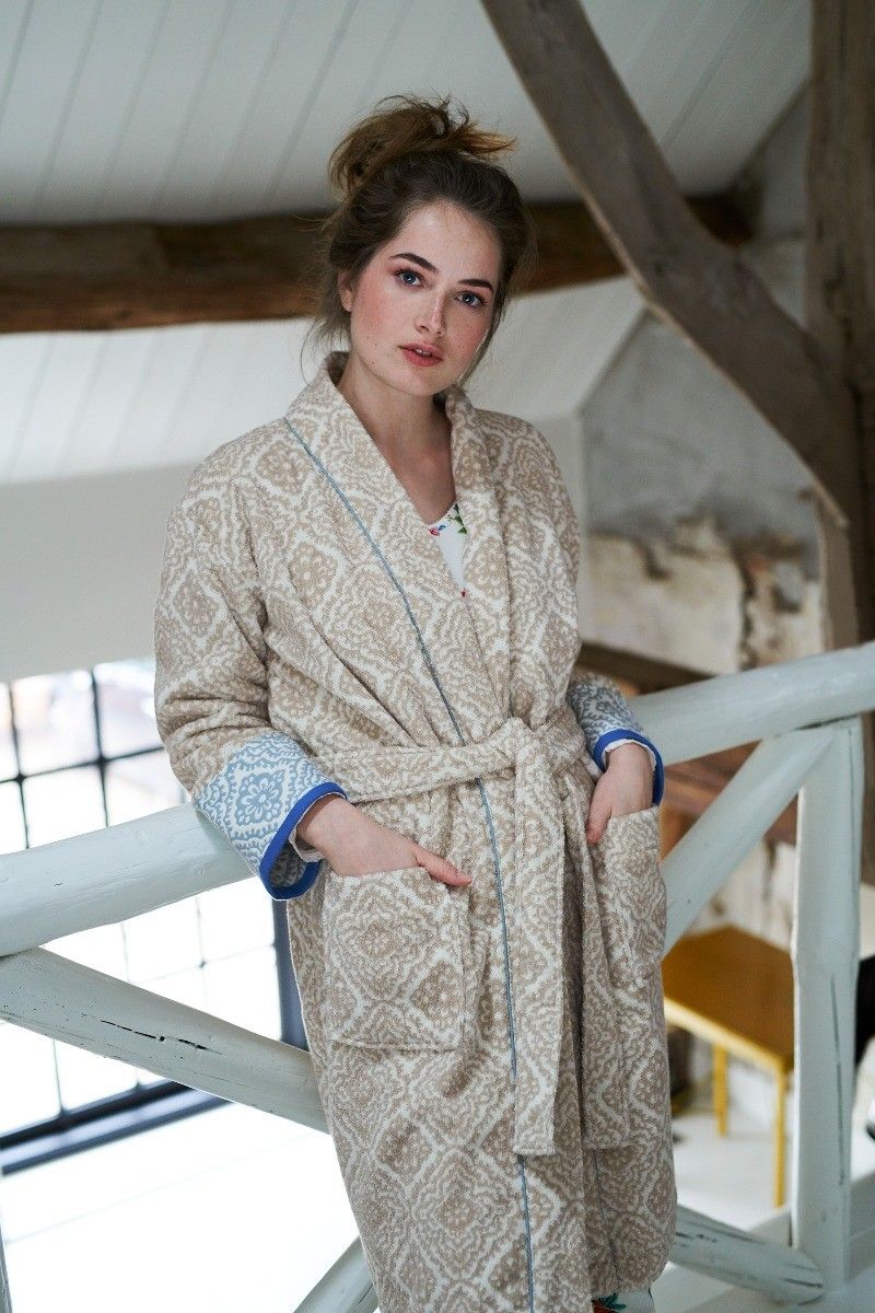 Lijkt op Dierentuin s nachts Spreek luid Badjas Jacquard Check Khaki | Pip Studio the Official website