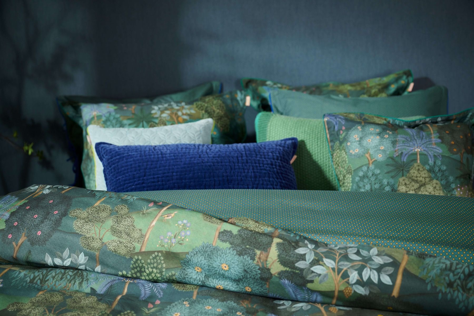 Kussensloop Jardin de Noche Donkerblauw