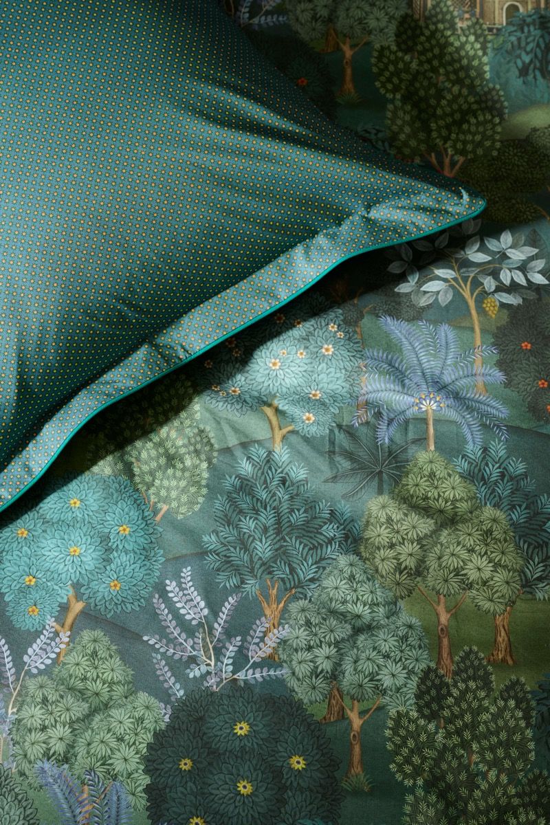 Taie d'oreiller Jardin de Noche Bleu Foncé