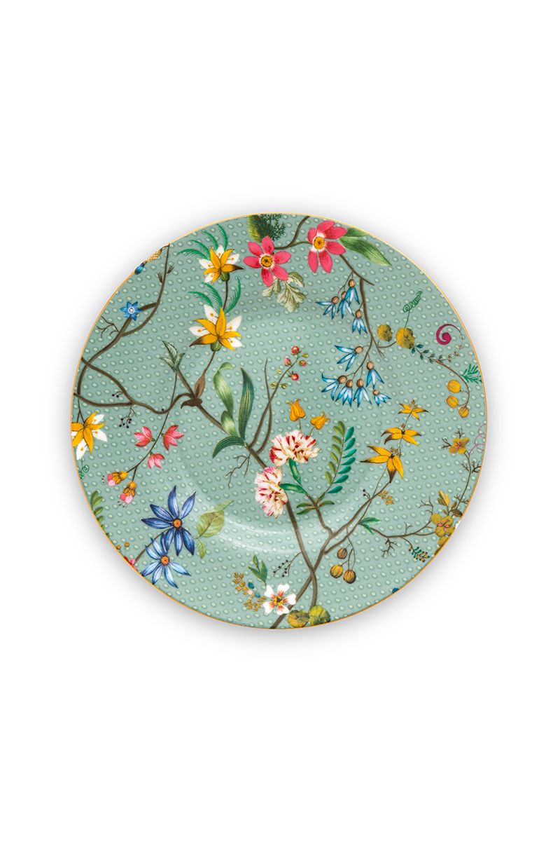 Plat de service Bleu décor Petites Fleurs - Assiette ⋆