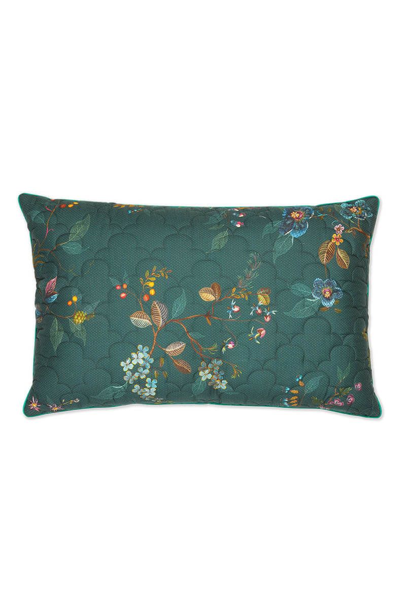 Pip Studio Cushion Rectangle Quilted Kawai Flower Dark Green Pip