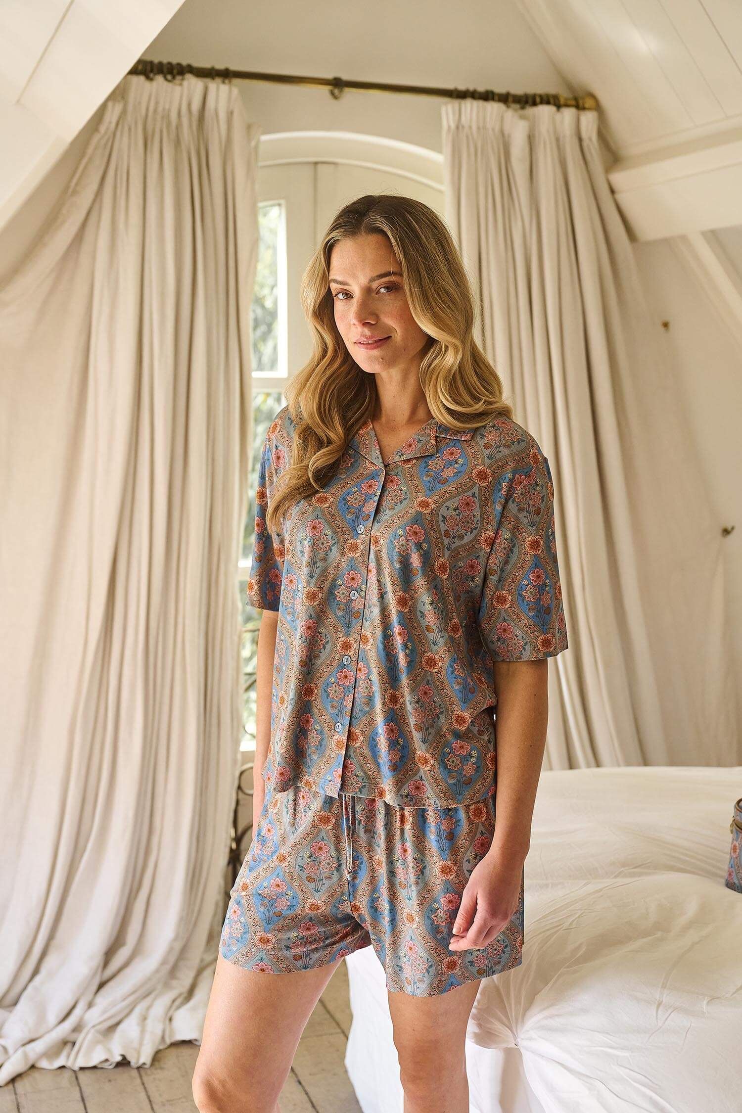 Bob Korte Broek Ornamento Blauw