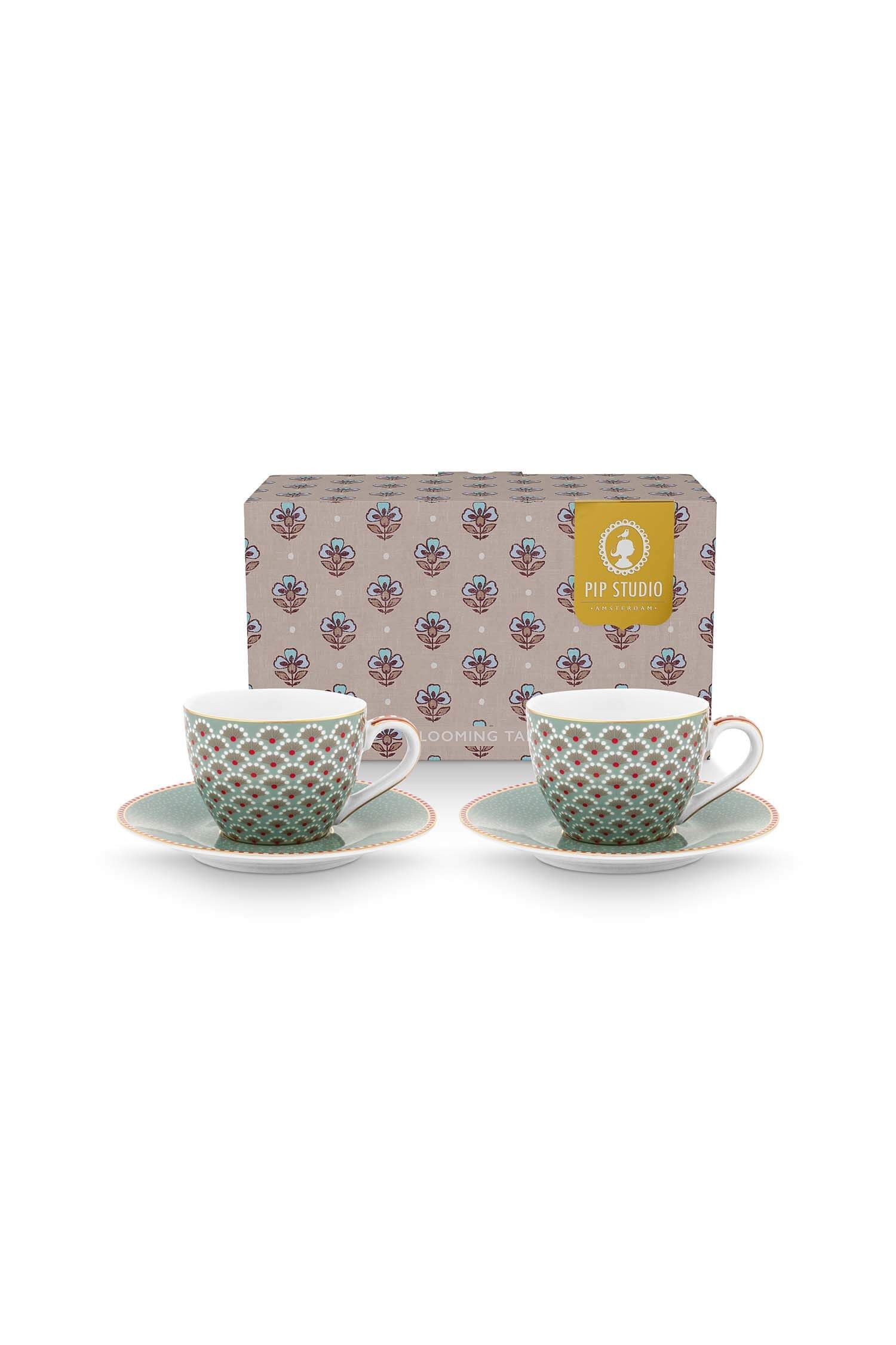 Set/2 Tasses et Soucoupes à Expresso Blooming Tales Bleu 120ml