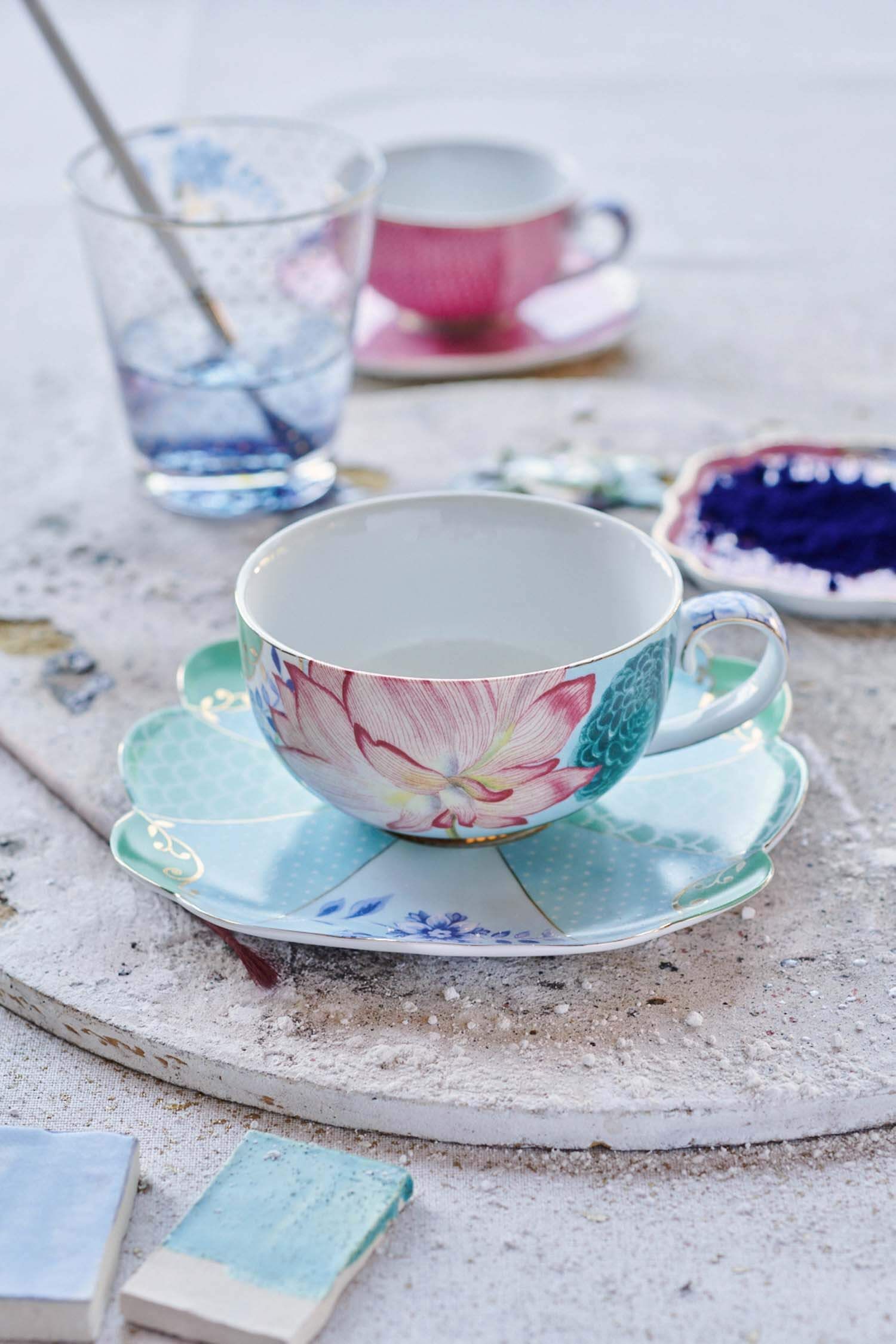 Set/2 Tea Cups & Saucers Royal Flowers 250ml