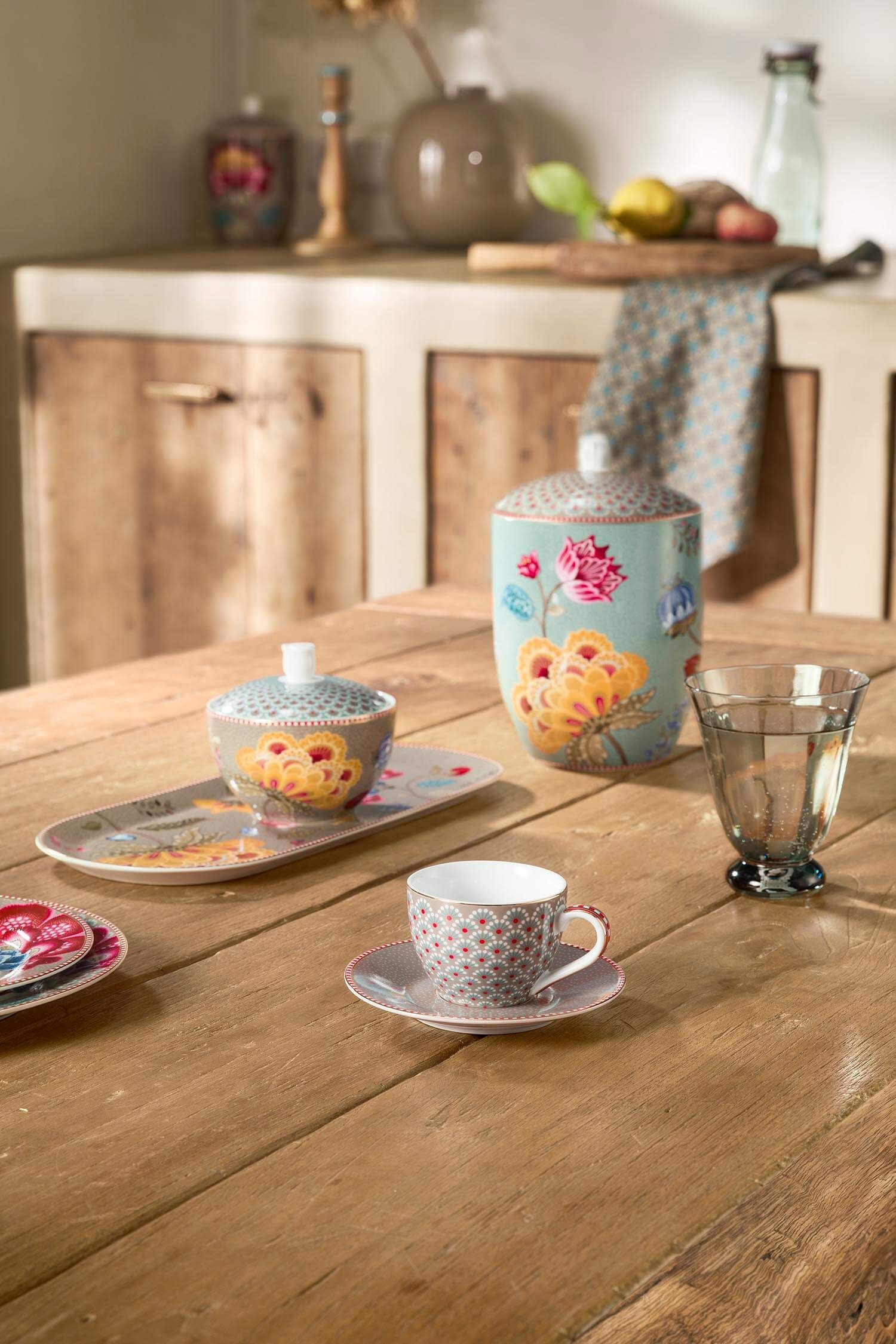 Espresso Cup and Saucer Blooming Tales Khaki 120ml