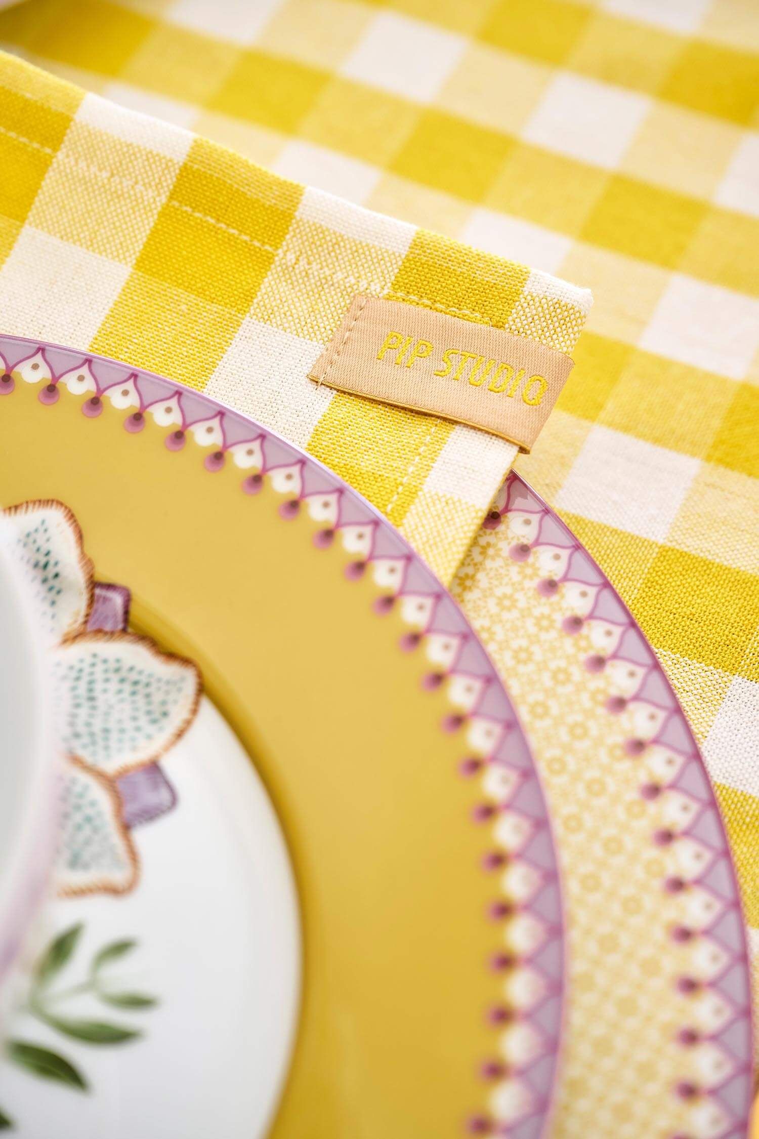Set/4 Napkins Check Yellow