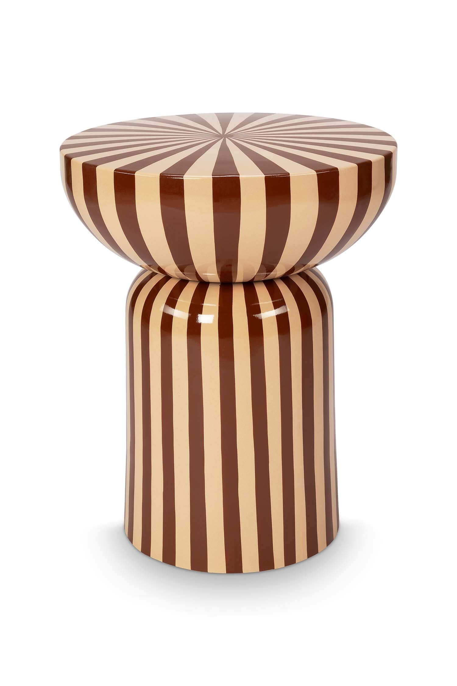 Table d'appoint Métal Brun/Blanc cassé 44cm
