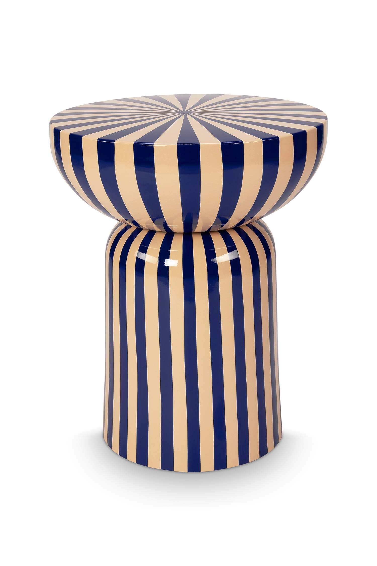Table d'appoint Métal Bleu/Blanc cassé 44cm