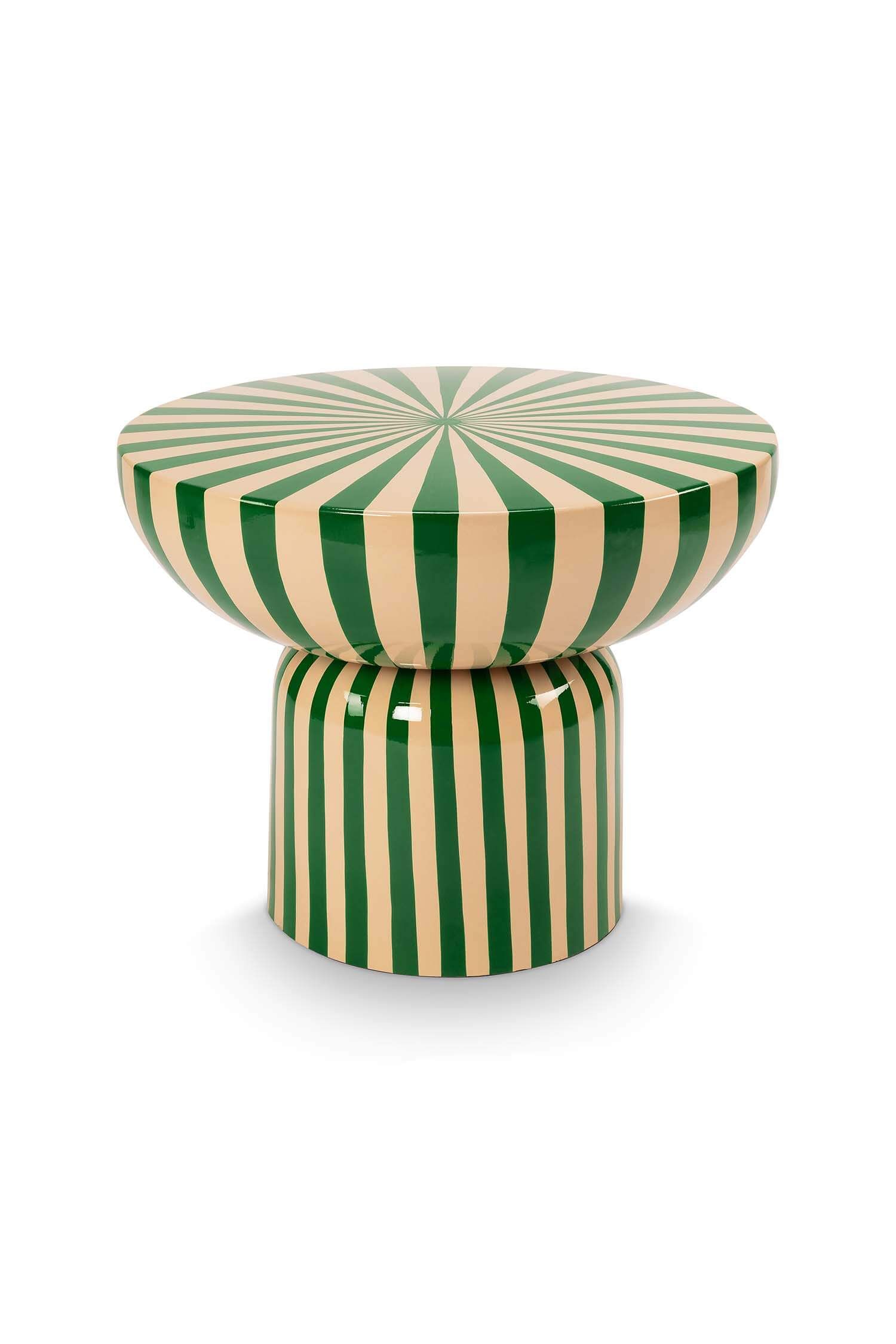 Table d'appoint Métal Vert/Blanc cassé 52cm