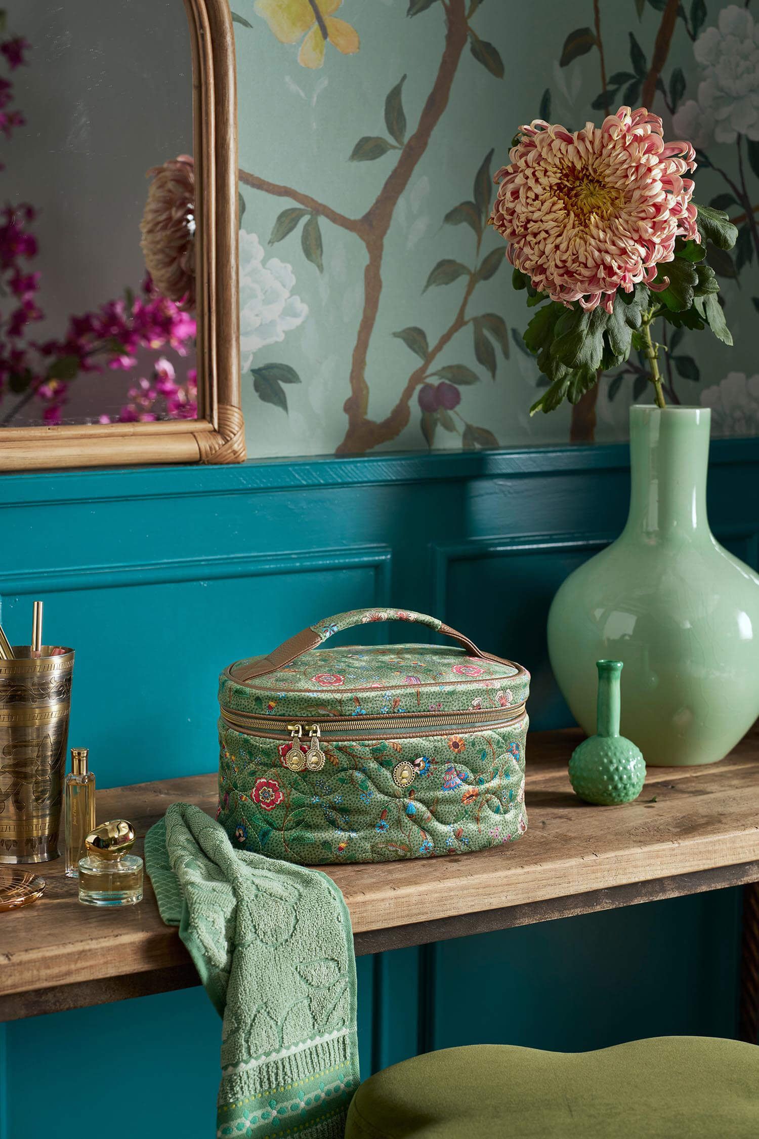 Kosmetikkoffer Cleo Flora Bangelore Grün