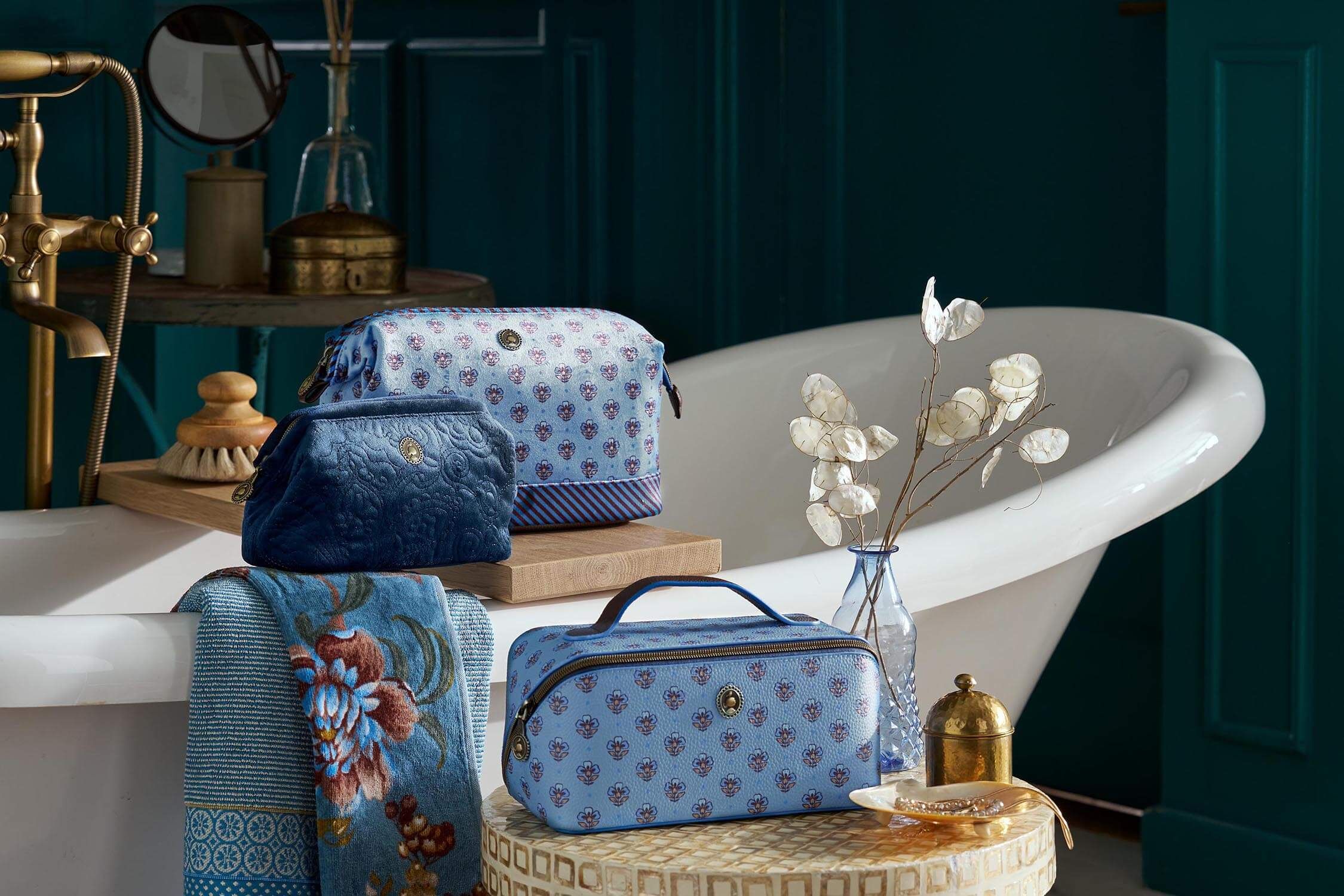 Necessaire Cyrille Mittelgroß Jaipur Flower Blau