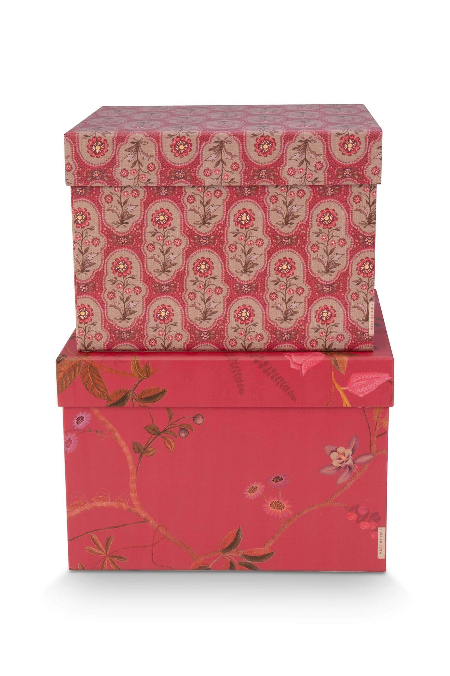 Set/2 Schachtel Quadrat Blooming Tales Rot