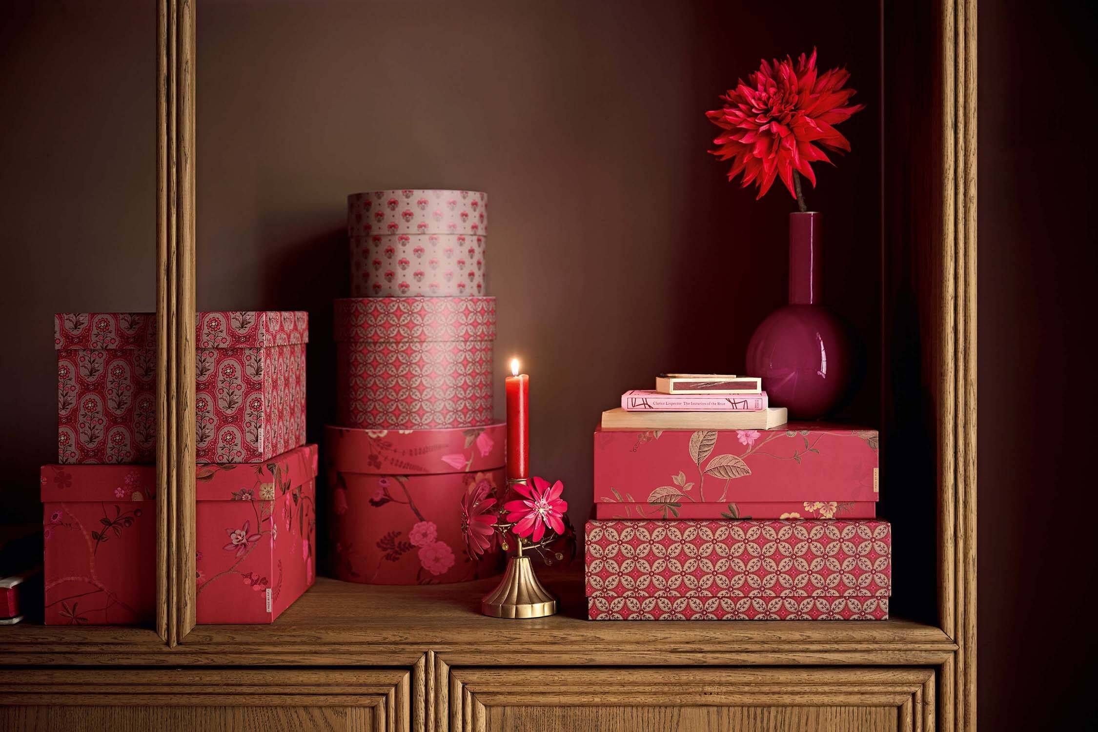 Set/2 Schachtel Rechteckig Blooming Tales Rot