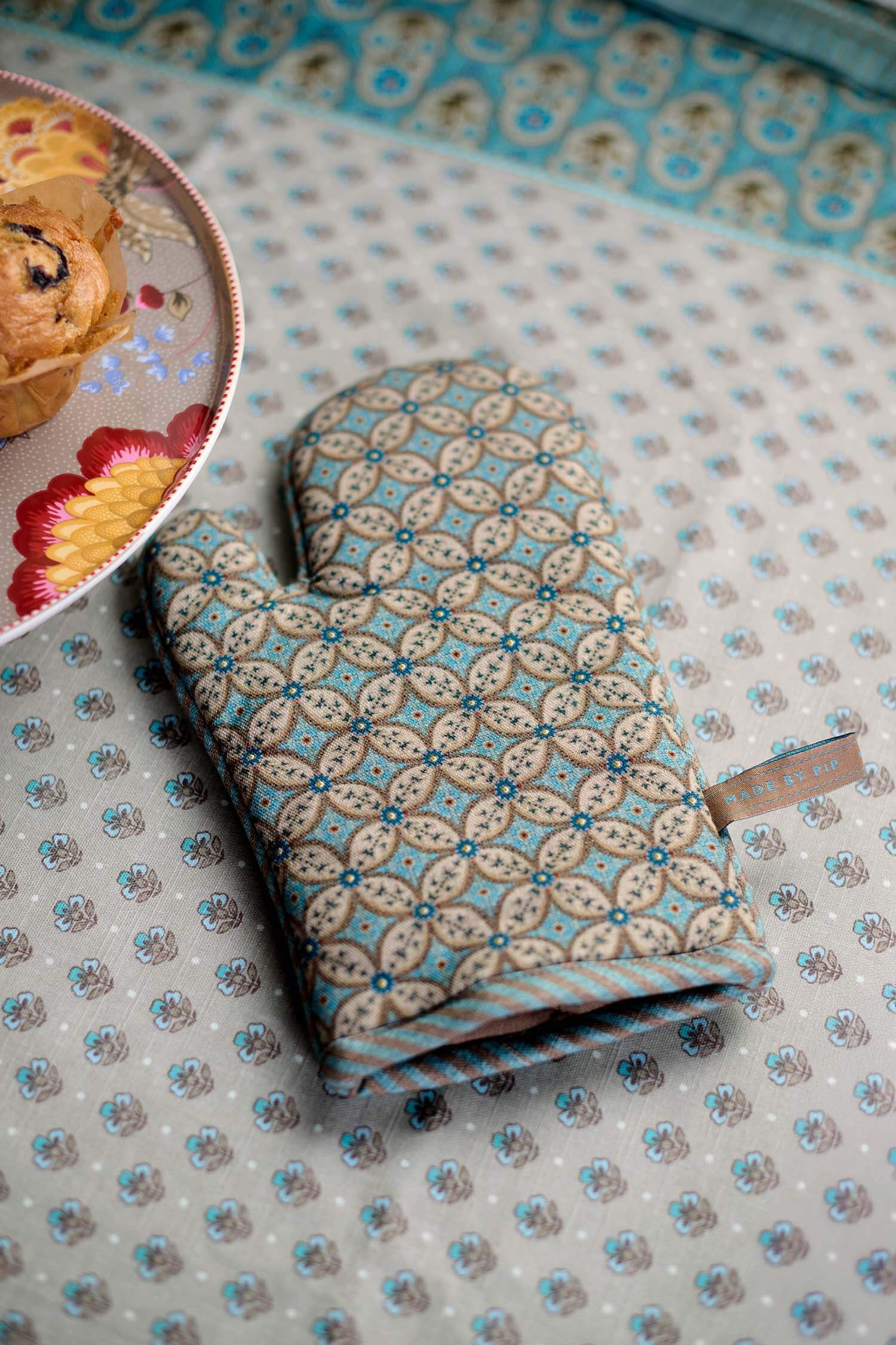 Ovenwant Blooming Tales Khaki/Blauw