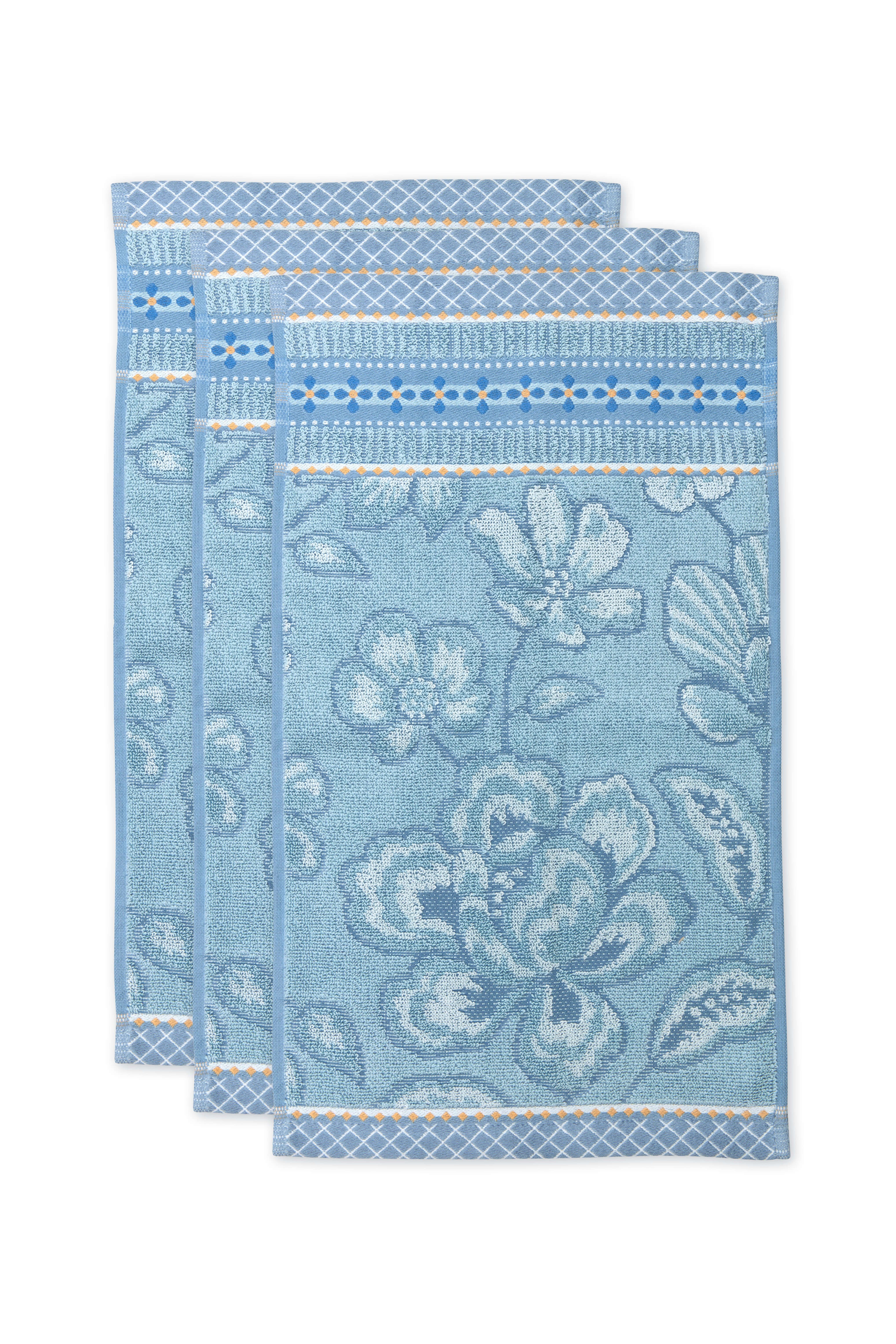 Gästehandtuch Set/3 Jasmin Jacquard Hellblau 30x50cm