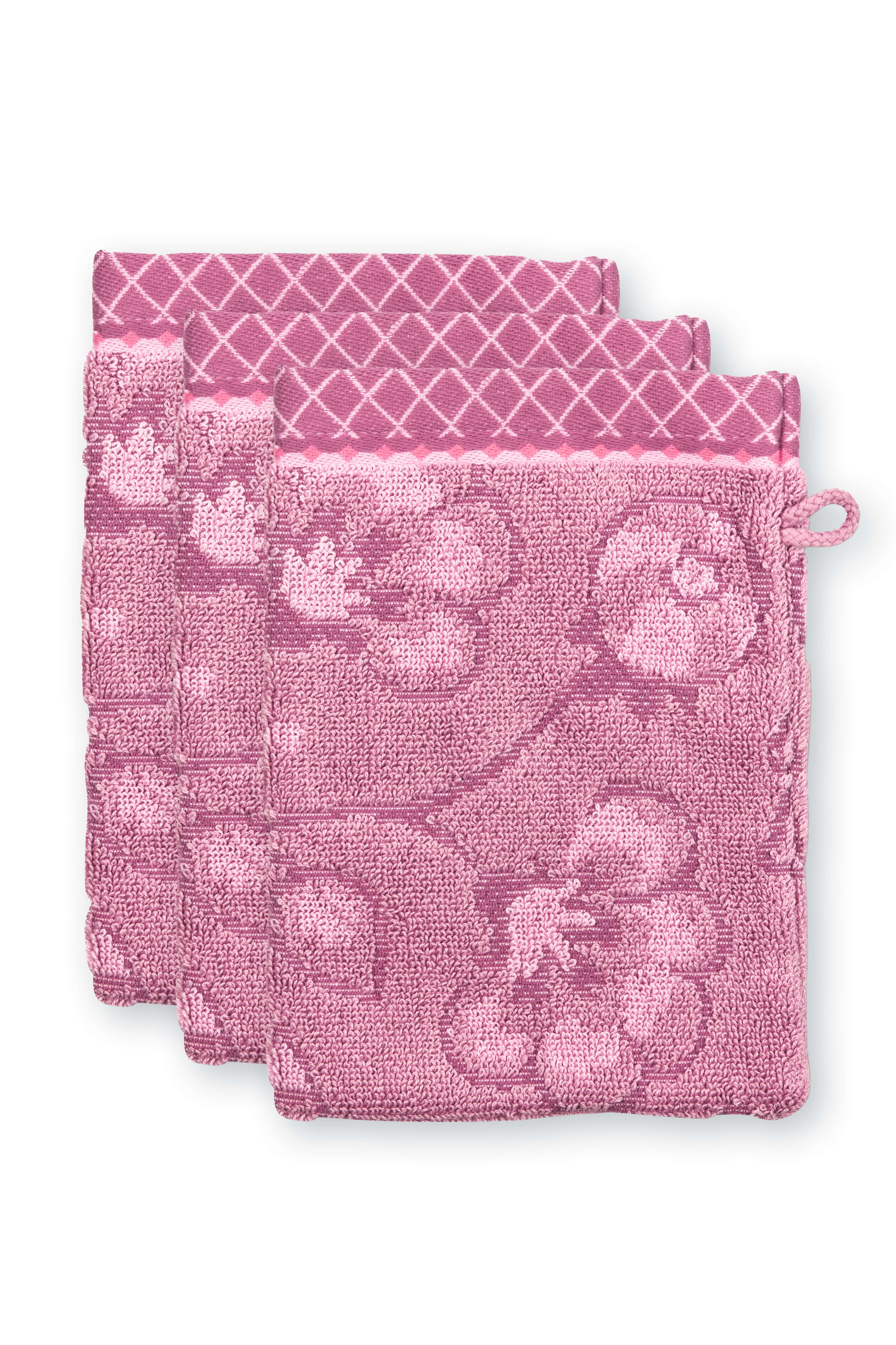Washcloth Set/3 Jasmin Jacquard Light Pink 16x22cm