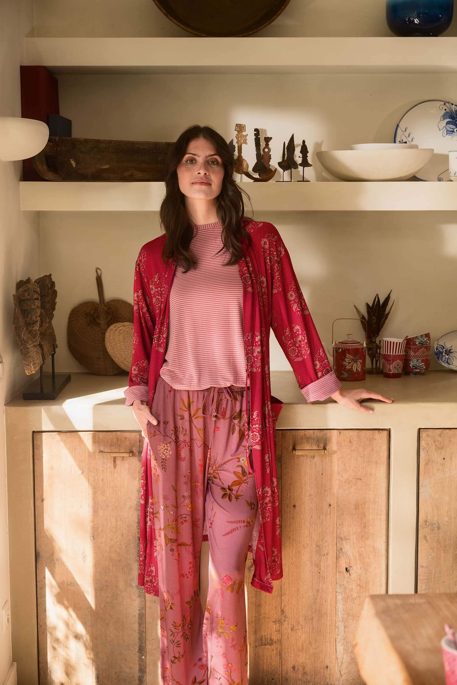 Belin Lange Broek Bodhi Flower Donkerroze