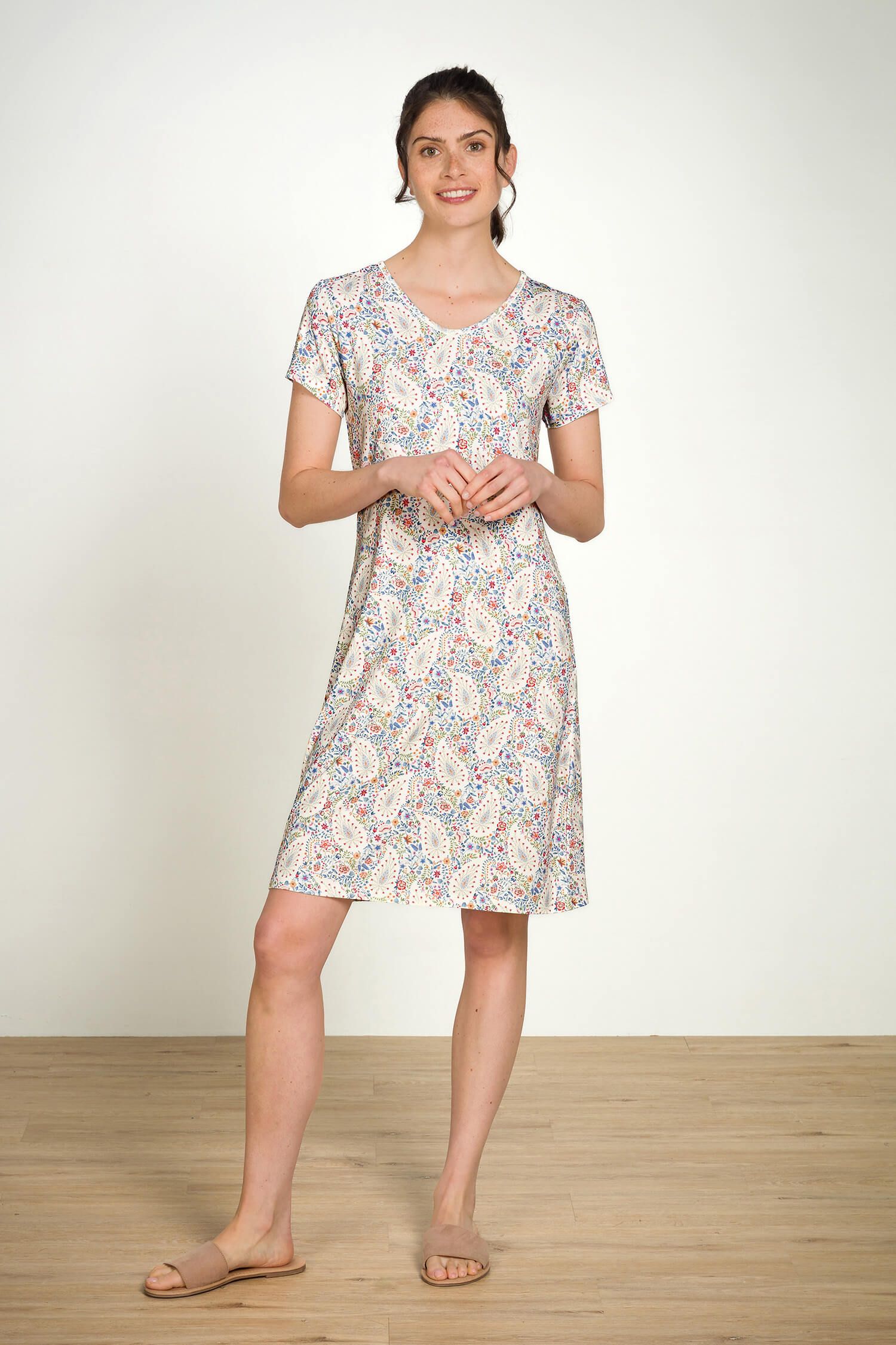 Djoy Nachthemd Korte Mouw Kairi Bloom Blauw